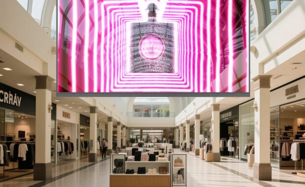 Hanging giant transparent LED screen