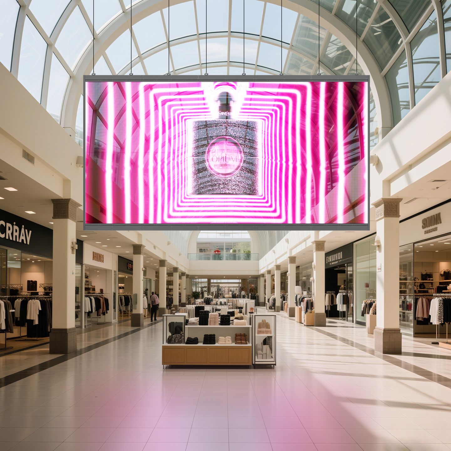 Transparent LED storefront Dubai retail boutique