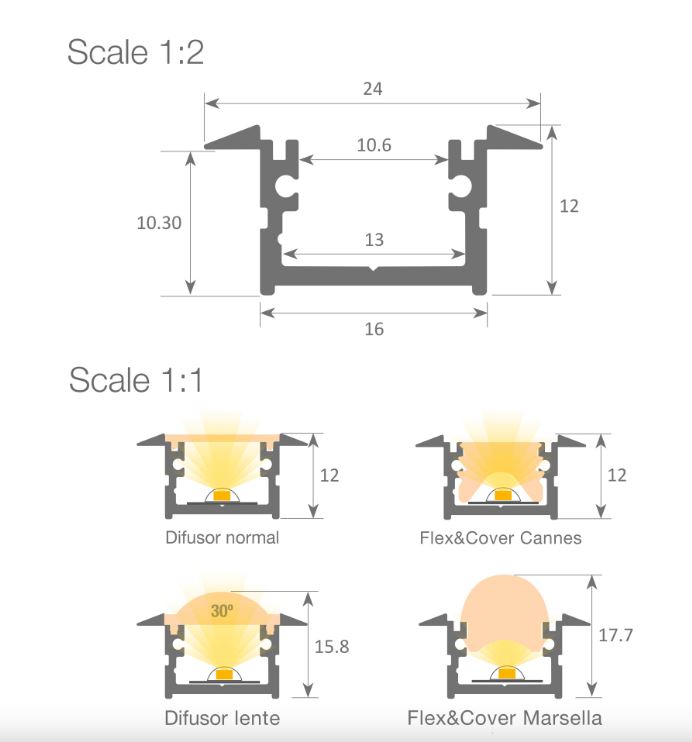 Berlin Aluminum LED Profile — Recessed, Professional Series - Image 2