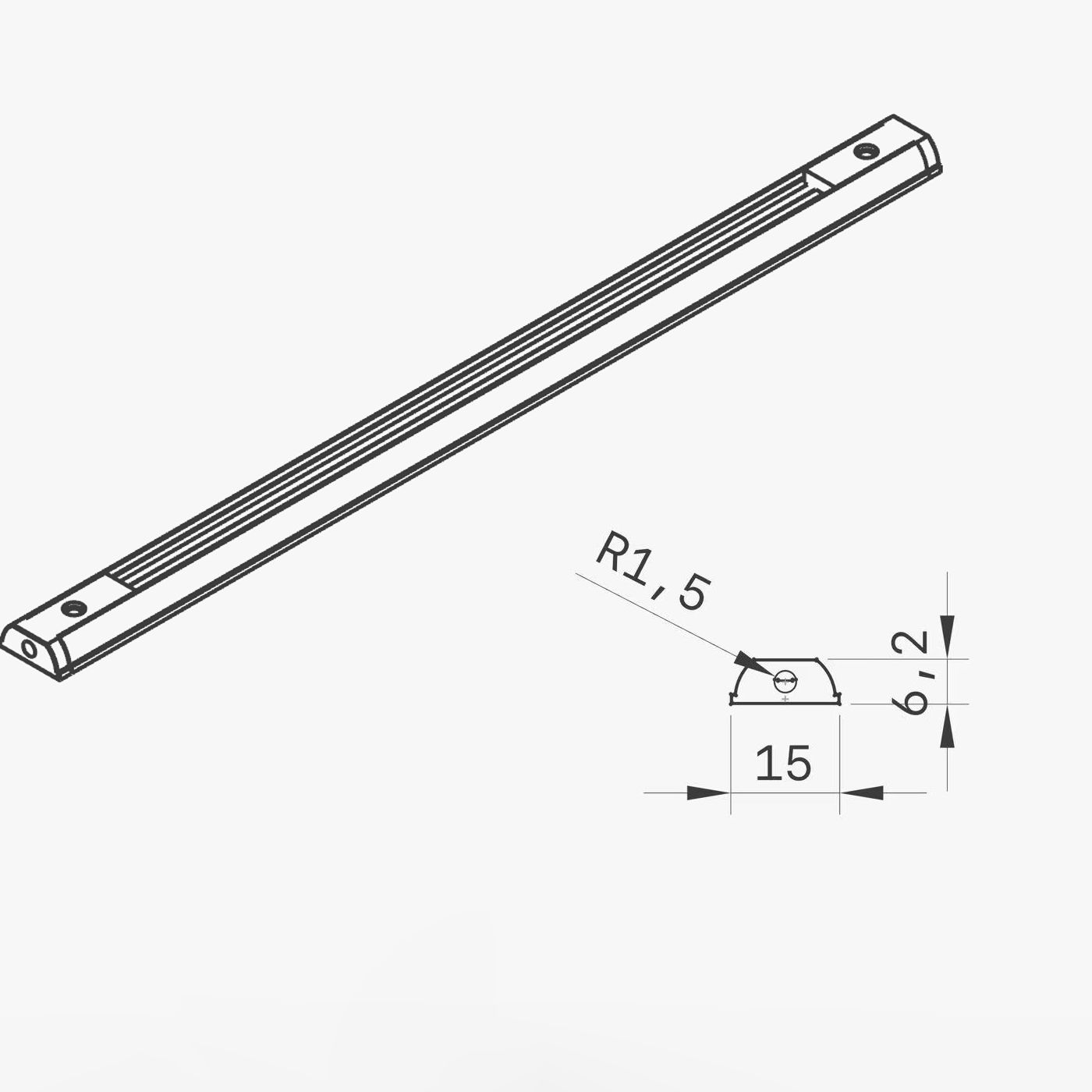 Flat Magnetic Rail — 2000 mm, for Magnetic Mini Spots - Image 2